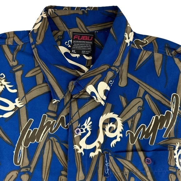 Vintage FUBU All Over Print Button Down Shirt Size XL - Picture 1 of 6